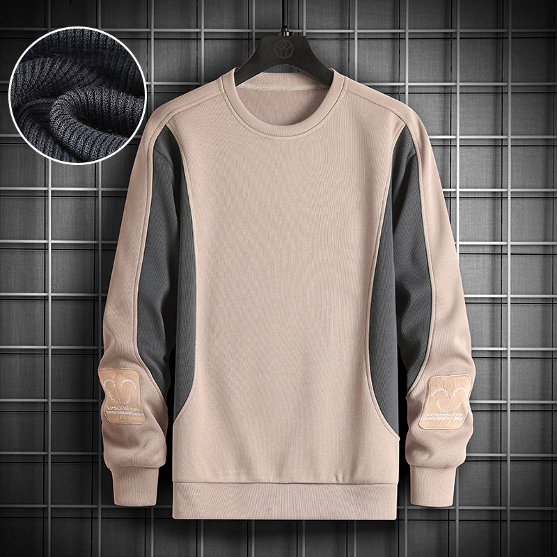 Thread Embroidery Colorblock Pullover Sweatshirt