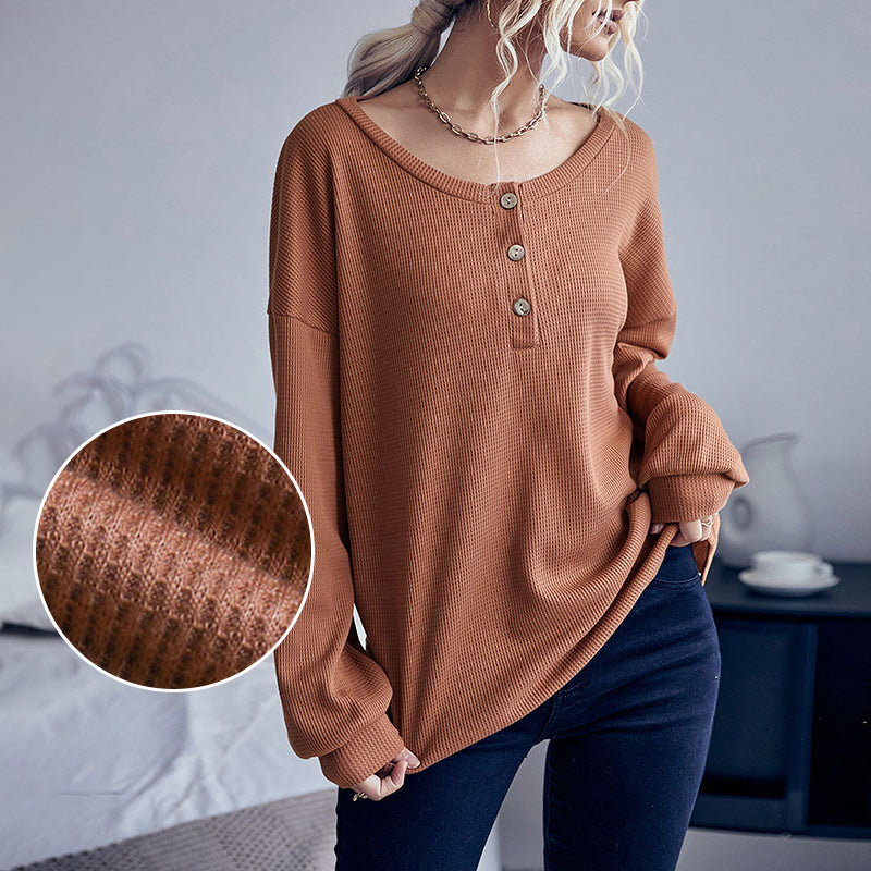 Waffle Solid Knit Sweater