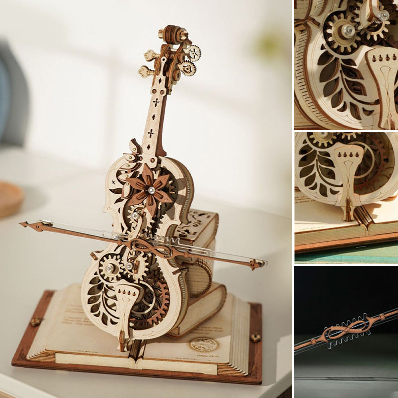 Wooden Assembled Cello Music Box