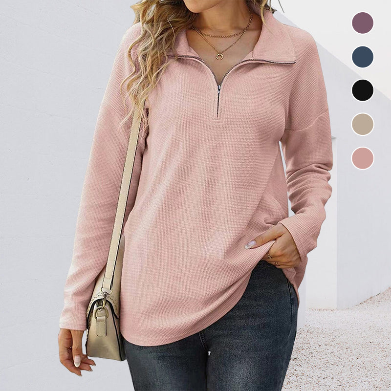 Women's 1/4 Zipper Lapel Collar Pullover