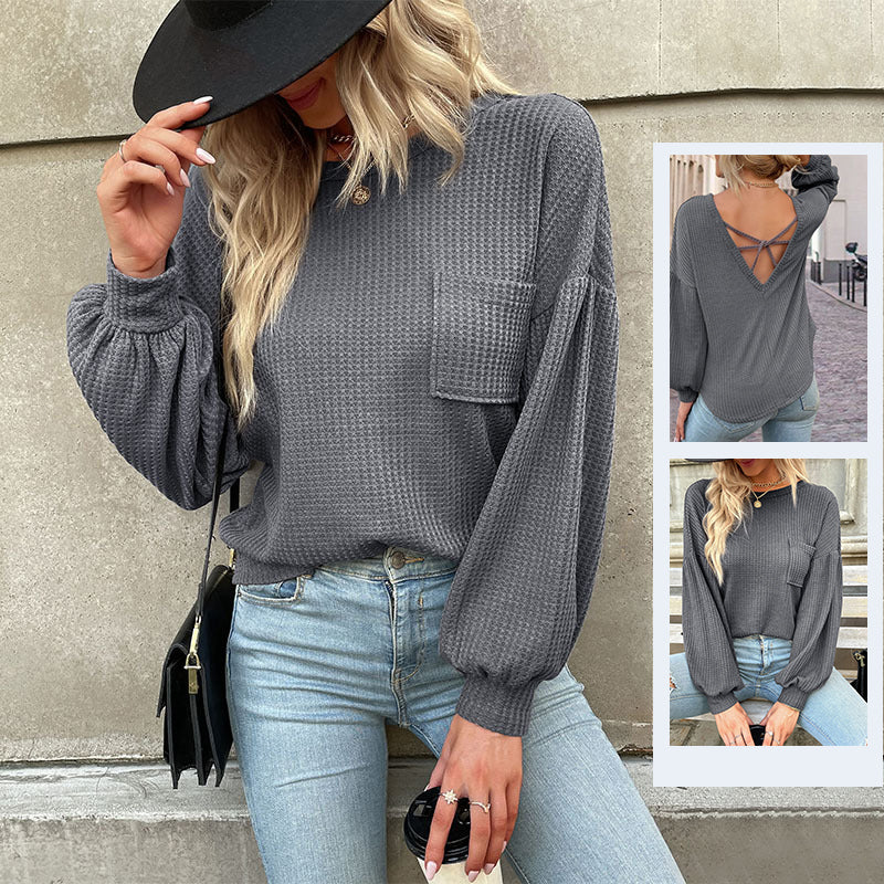 Open Back Cutout Knitted Sweater