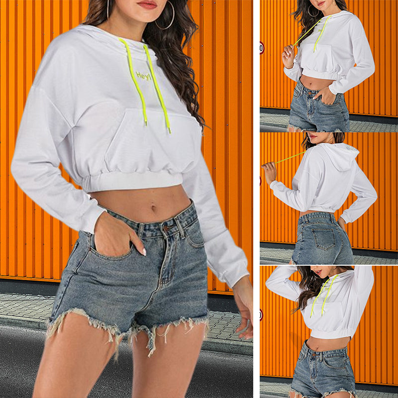 Women's autumn hooded cropped sweatshirt
