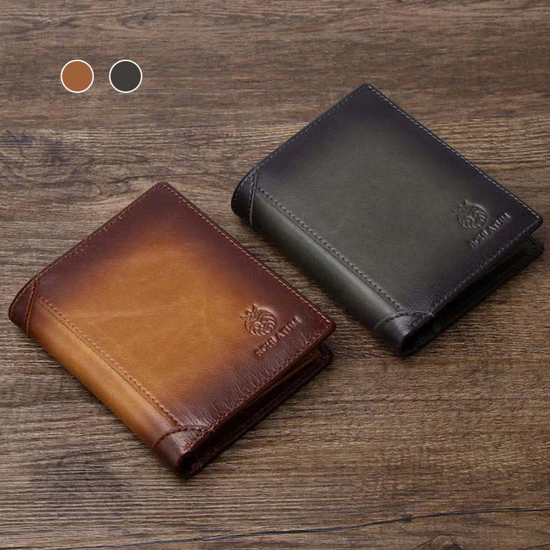 Men's Leather Bifold Wallet with Anti-theft RFID Blocking