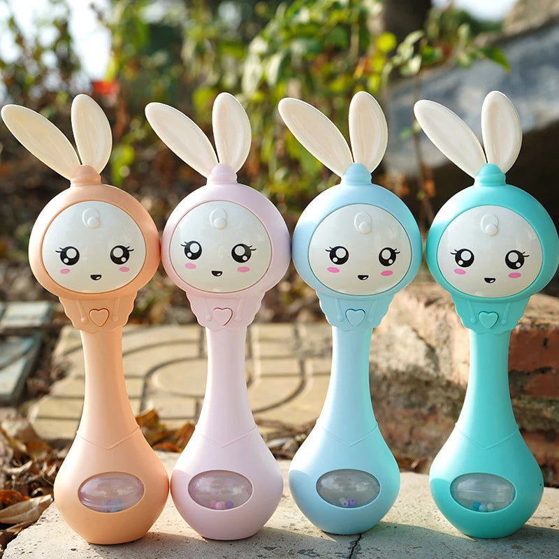 Flashing Music Baby Rattle Rabbit Teether Mobile Hand Bells