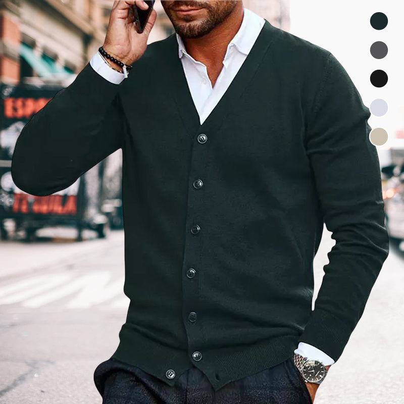 Solid Color V Neck Cardigan