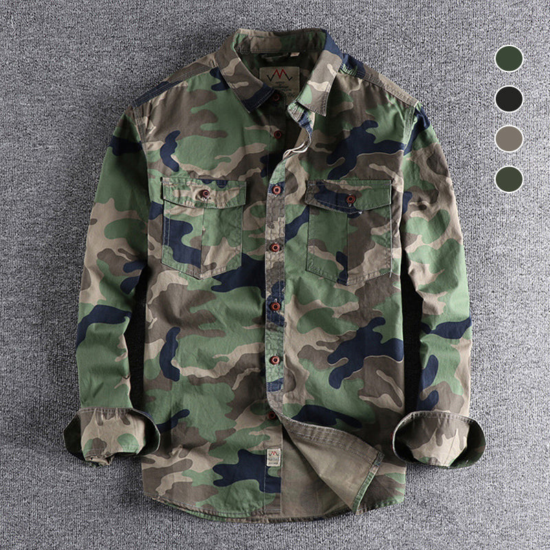 Men's Long Sleeve Camouflage Print Work Shirt