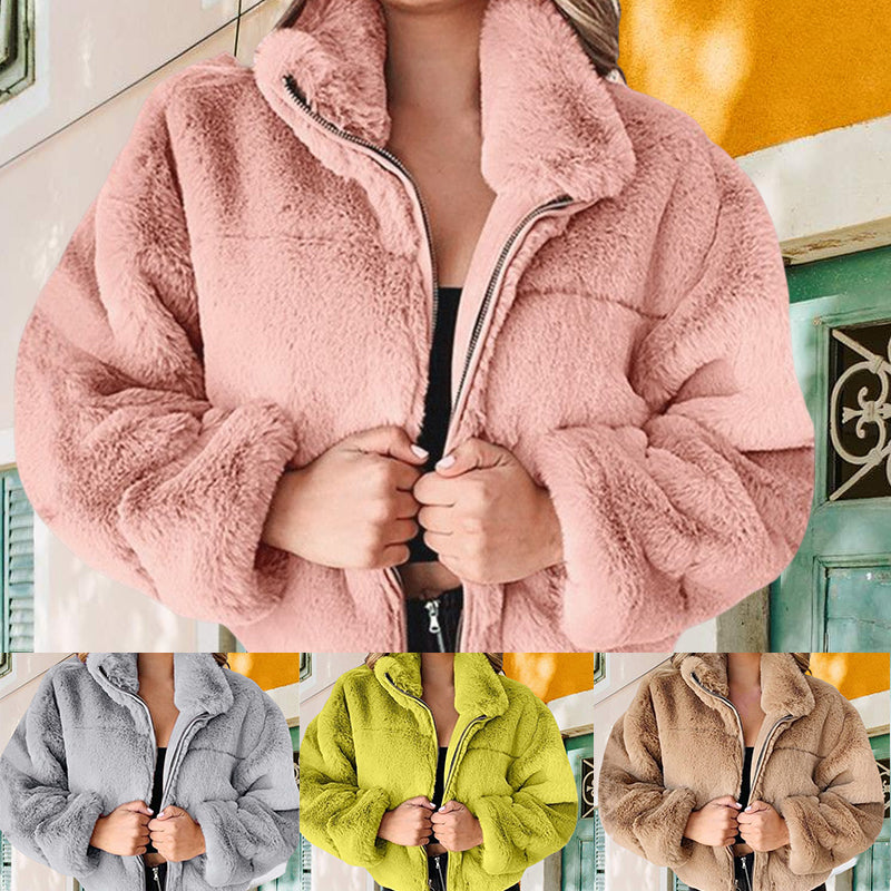 Rabbit Fur Faux Fur Plush Jacket
