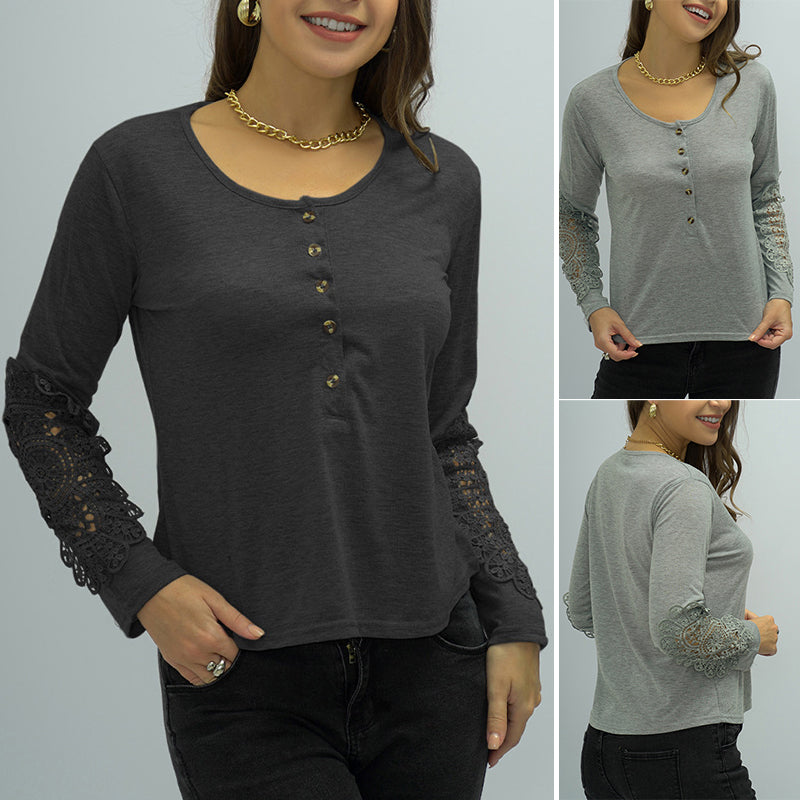 Round Neck Long Sleeve Slim T-shirt