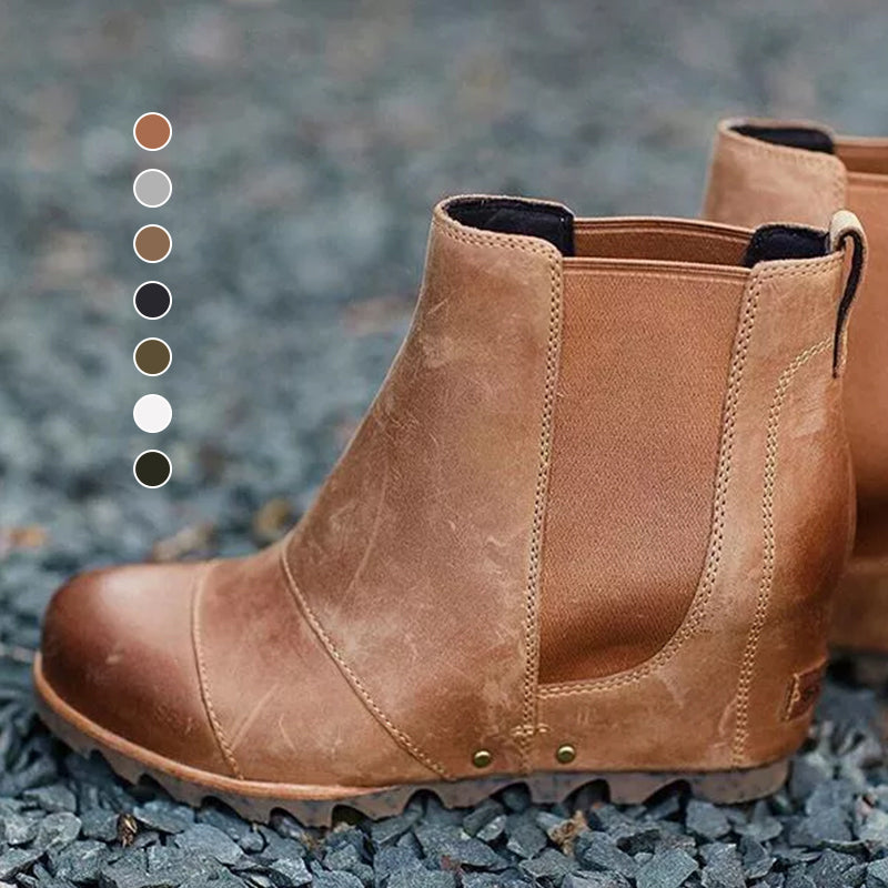 Thick-soled Elasticated Vintage Booties