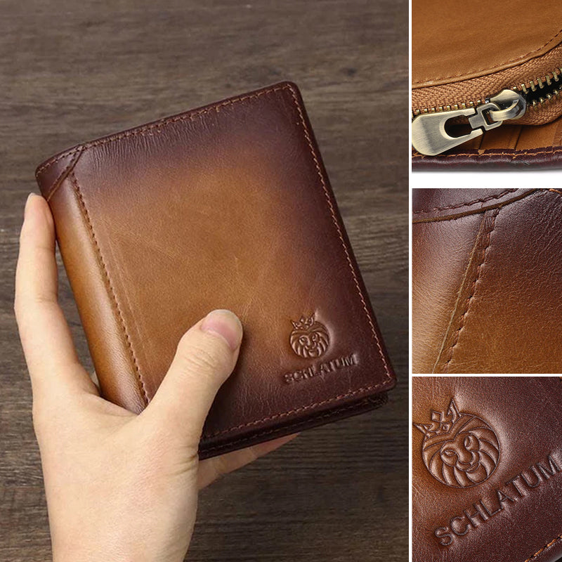 Men's Leather Bifold Wallet with Anti-theft RFID Blocking