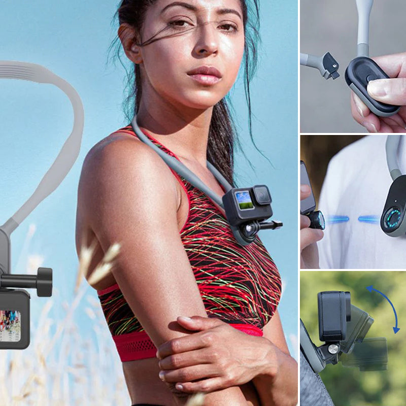 U-shaped neck mount for sports cameras