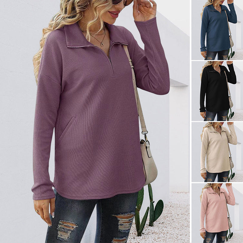 Women's 1/4 Zipper Lapel Collar Pullover