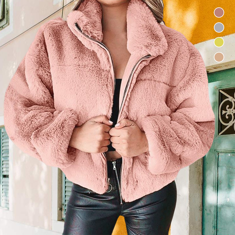 Rabbit Fur Faux Fur Plush Jacket