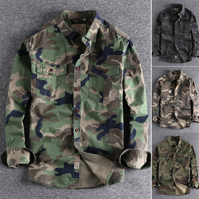 Men's Long Sleeve Camouflage Print Work Shirt