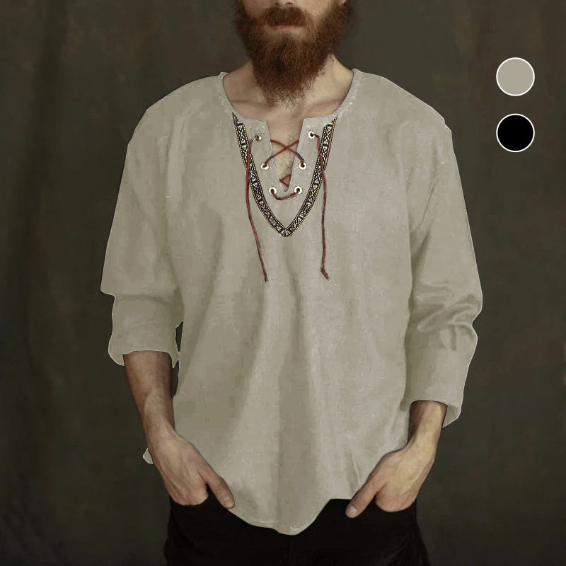 Drawstring V-Neck Shirt