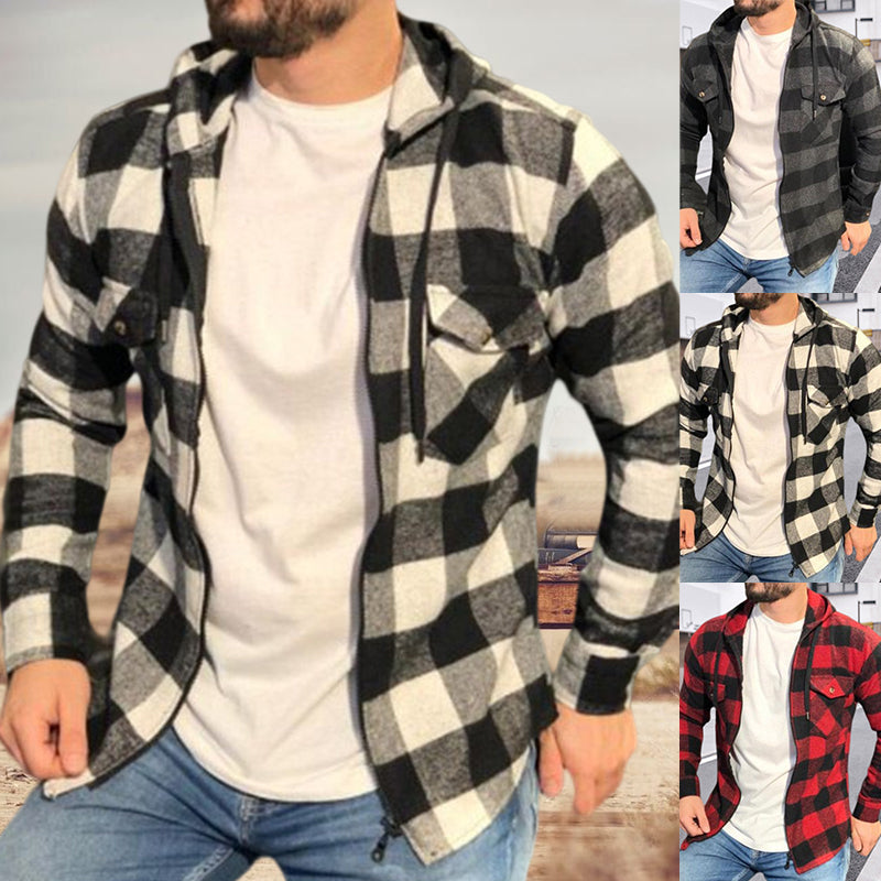 Men's Zip Plaid Shirt