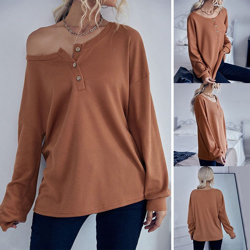 Waffle Solid Knit Sweater