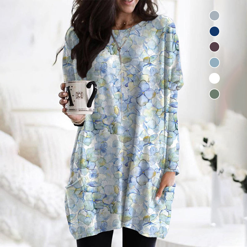 Long Sleeve Pocket Print T-Shirt