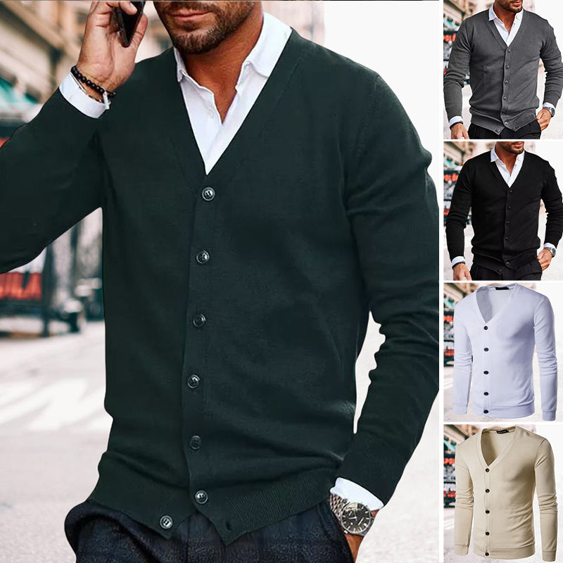 Solid Color V Neck Cardigan