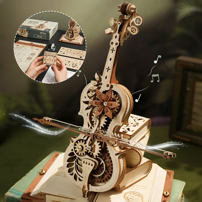 Wooden Assembled Cello Music Box