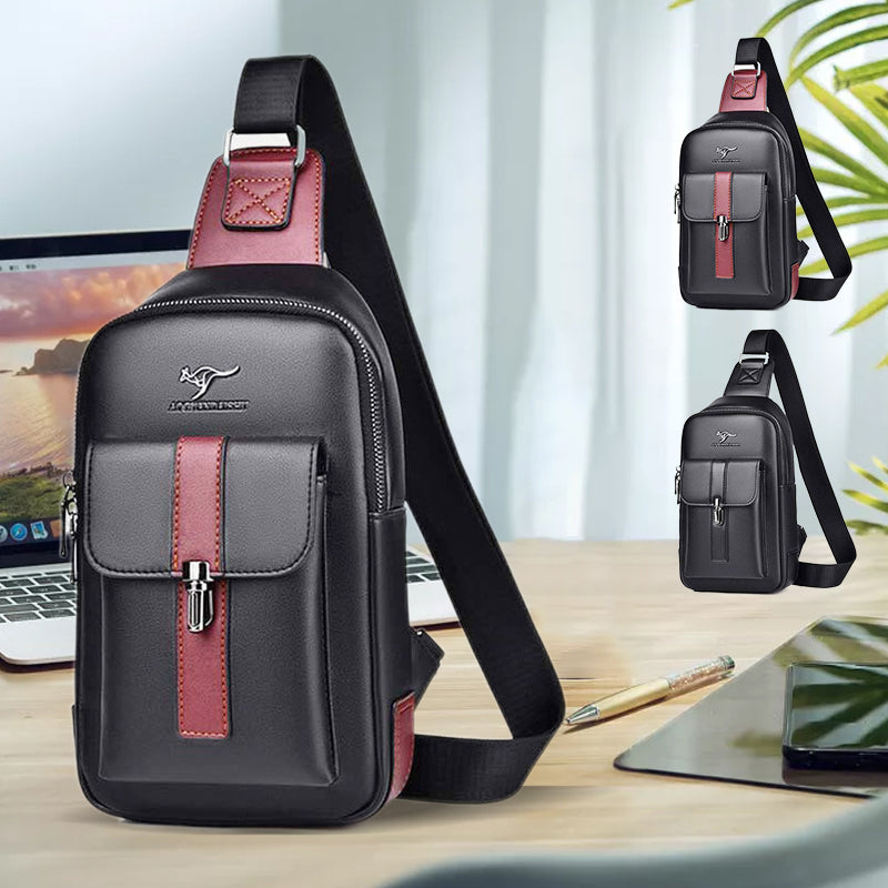 Sling Bag for Men Vintage Waterproof Leather Business Crossbody Bag
