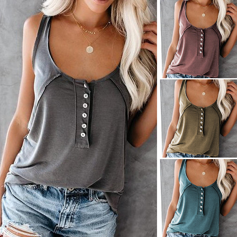 Sleeveless Solid Color Casual Shirt