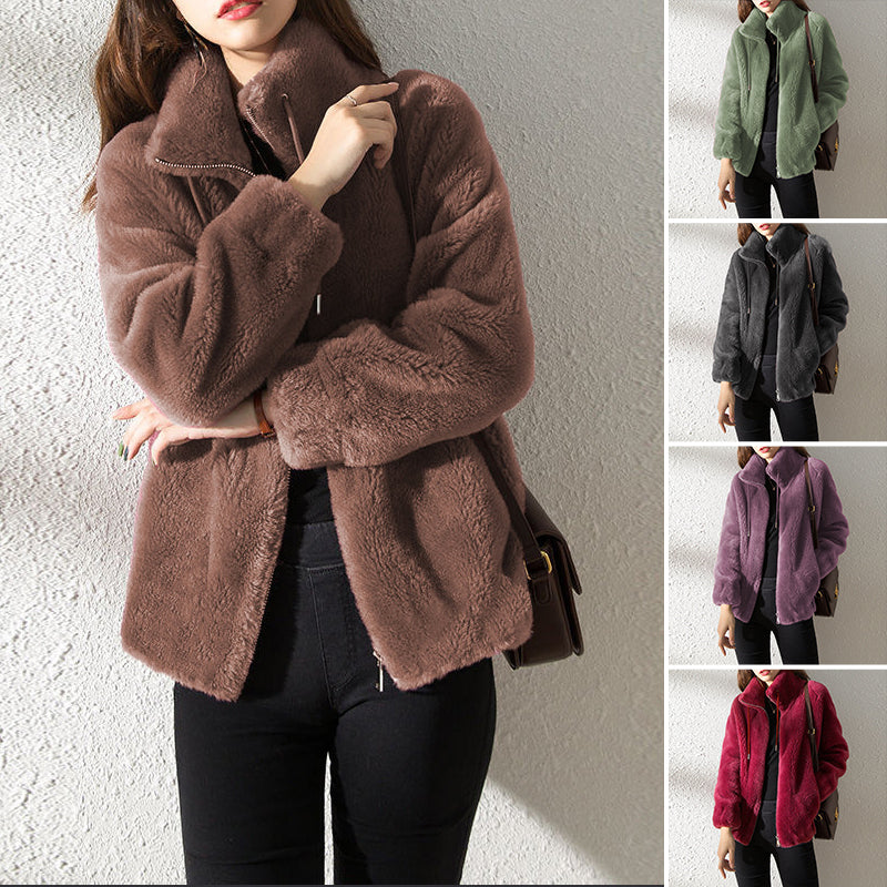Padded Coat Stand-collar Double-faced Fleece Jacket