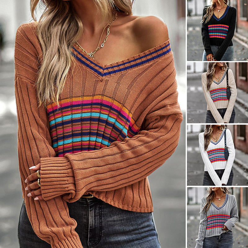 V-neck Paneled Sweater
