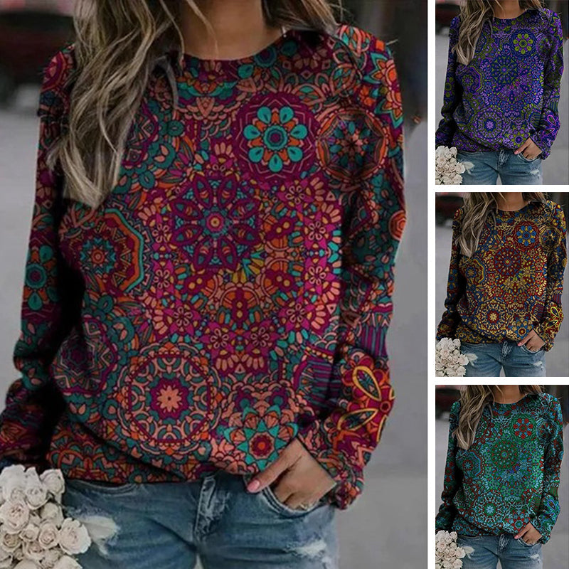 Printed Long-sleeved Crew-neck Sweatshirt