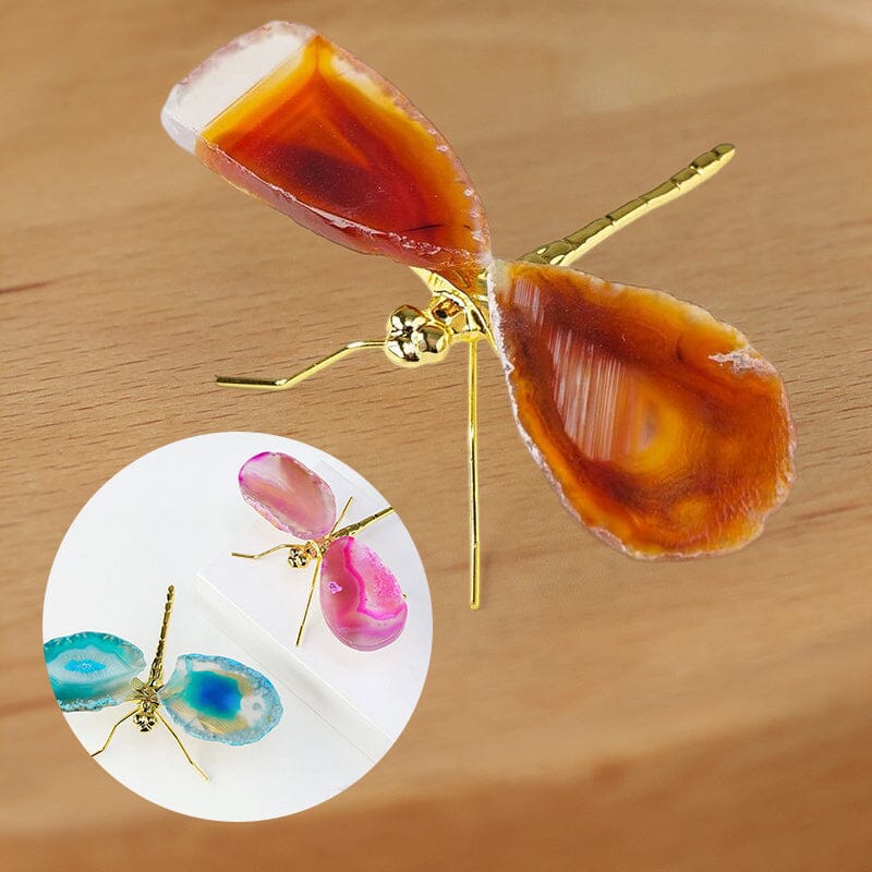 Natural Agate Slice Dragonfly