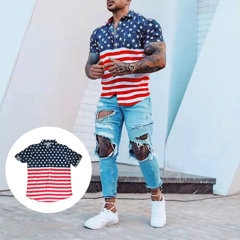 Men's American Patriotic Flag Polo Shirt