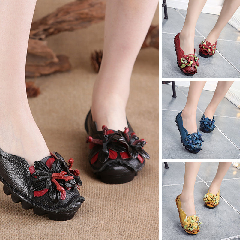 Handmade Flower Loafers Soft Flat Casual Shoes