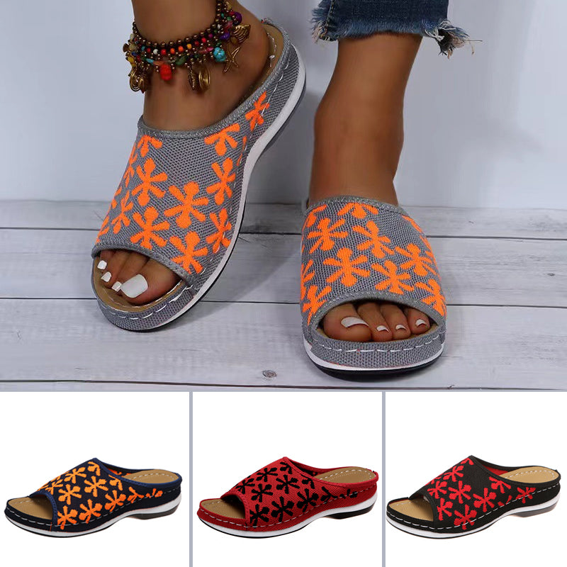 Retro Hollow Flower Wedge Sandals