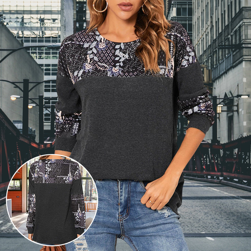 Printed Panel Long Sleeve T-Shirt