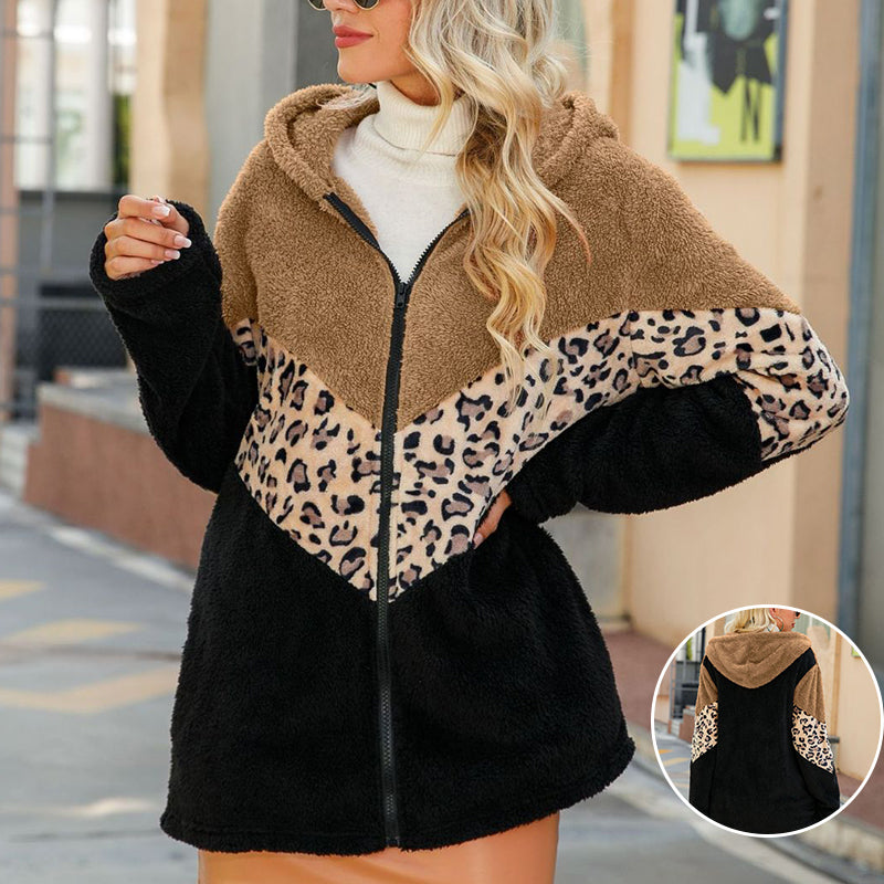 Hooded Leopard Print Jacket