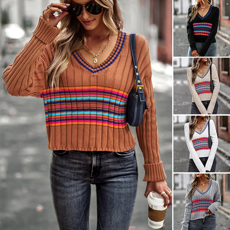 V-neck Paneled Sweater