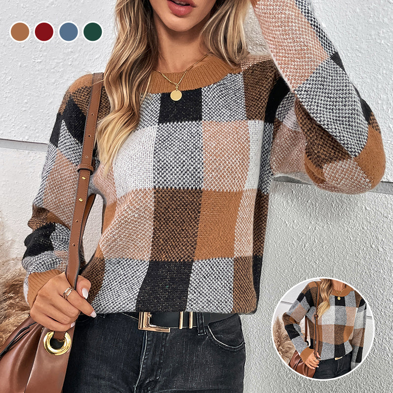 Tricolor Check Pullover