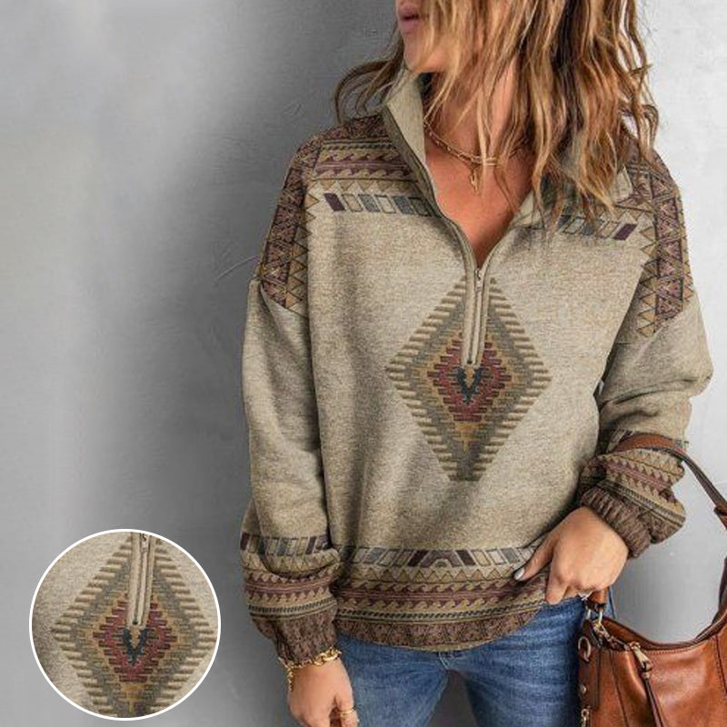 Ethnic Print Long Sleeve T-shirt