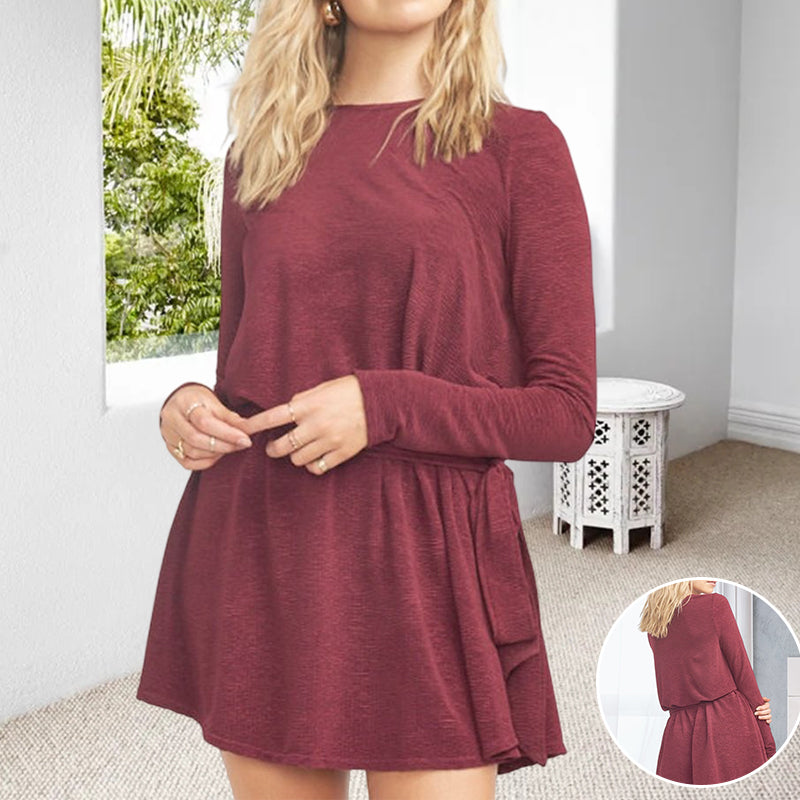 Burgundy Round Neck Dress