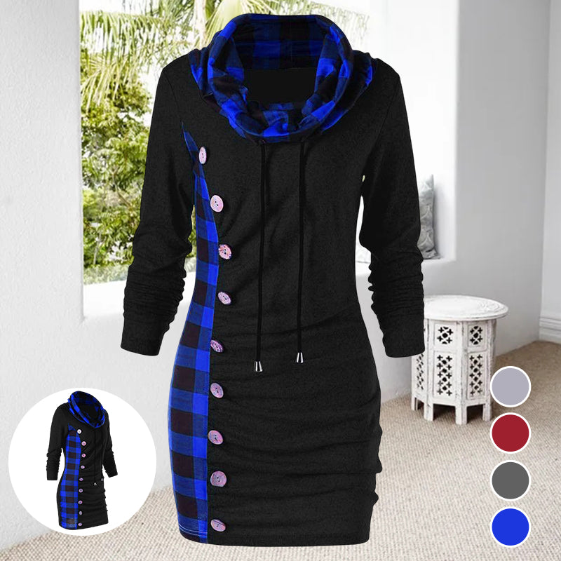 Check Button Sweater Dress
