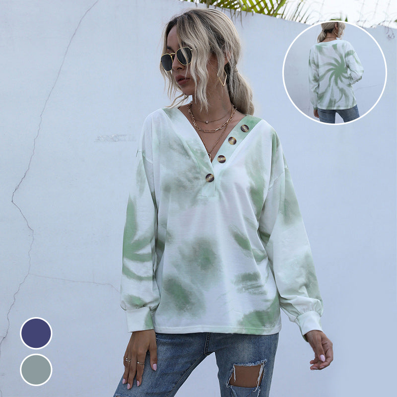 V-neck Tie-dye Sweatshirt