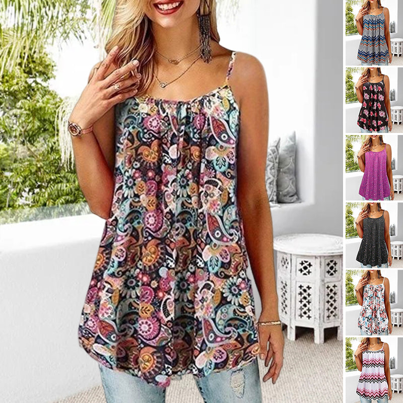Summer Women's Printed Loose Plus Size Camisole Top