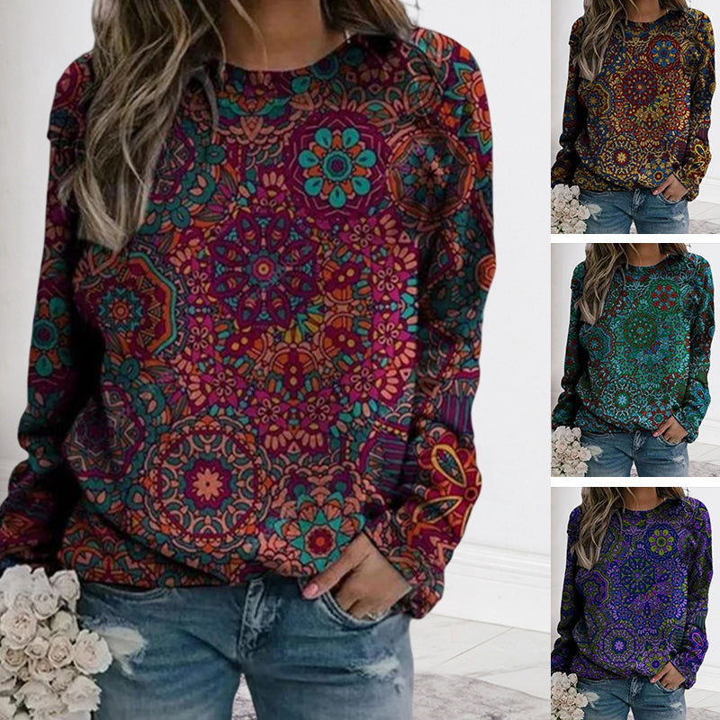 Printed Long-sleeved Crew-neck Sweatshirt