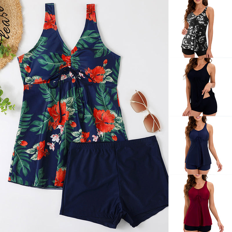 Two-piece Solid Print Swimsuit