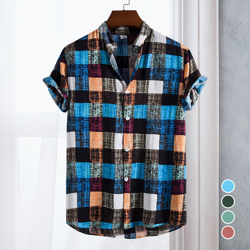 Multicolored Plaid Short Sleeve Shirt