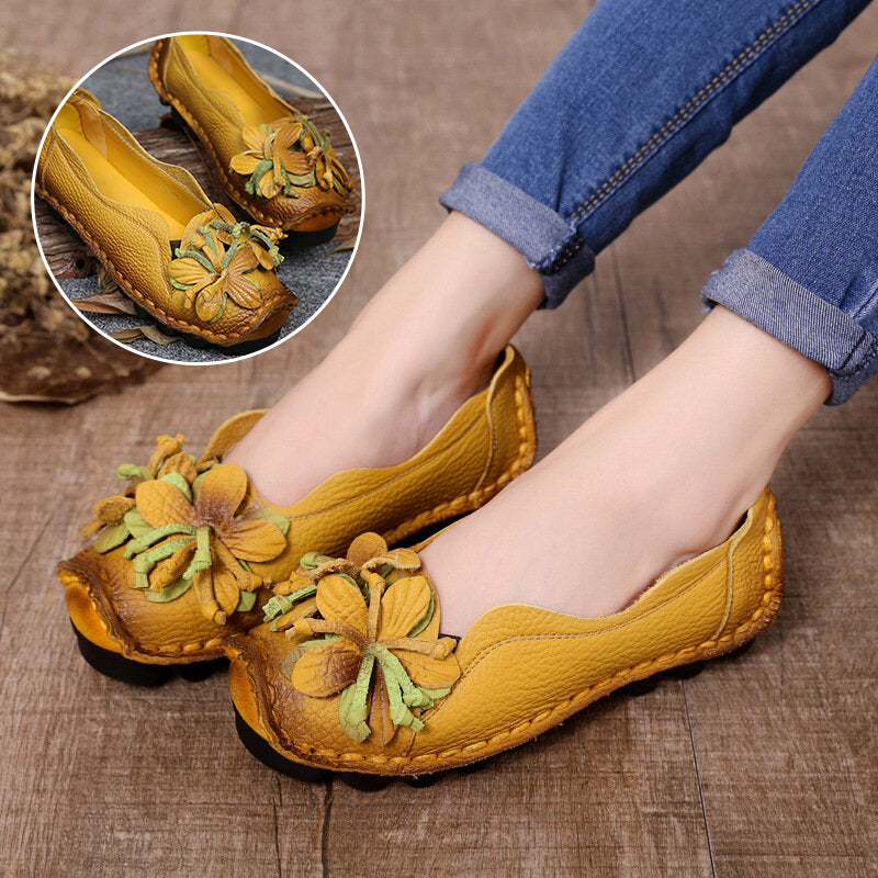 Handmade Flower Loafers Soft Flat Casual Shoes