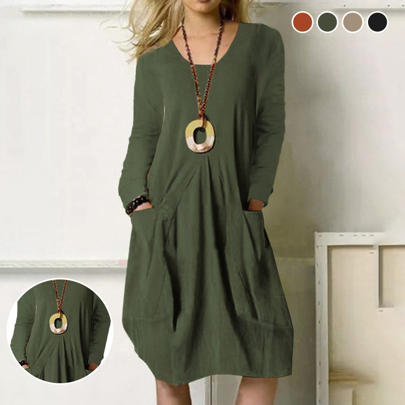 Pocket Solid Color Dress