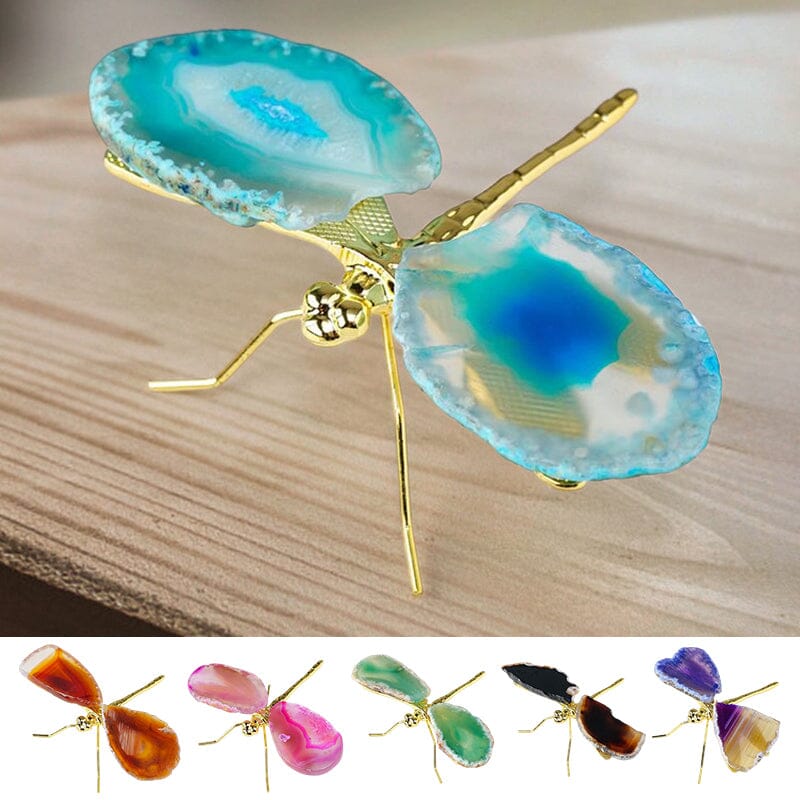 Natural Agate Slice Dragonfly