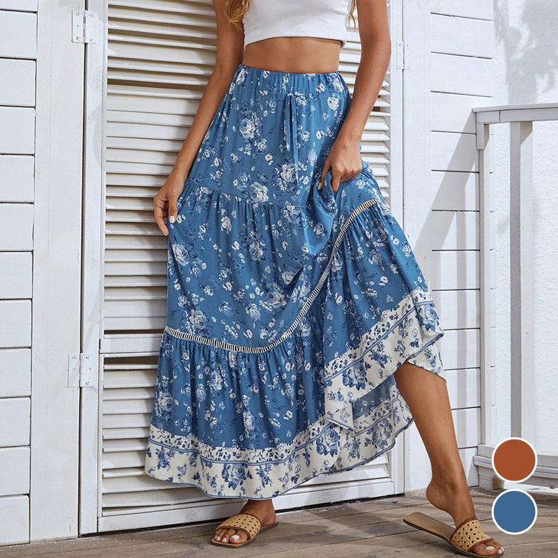 Women's Boho Swing Midi Skirts