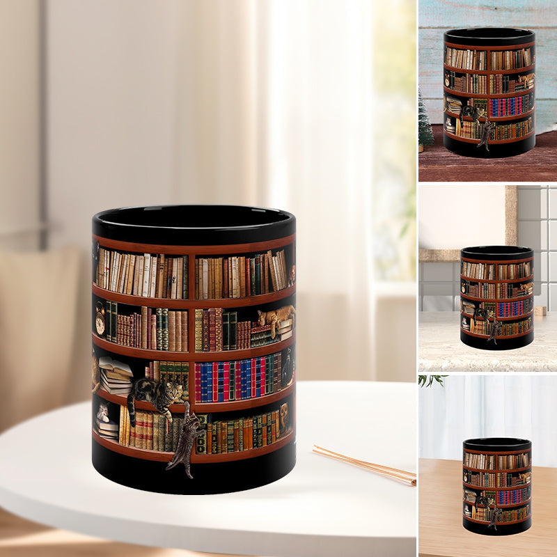 Bookshelf Mug with Cat